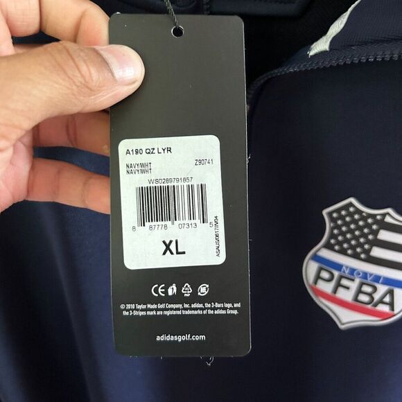 Men's NWT Adidas Golf Climalite Size XL Navy Blue Quarter Zip Pullover NOVI PFBA - Picture 6 of 10